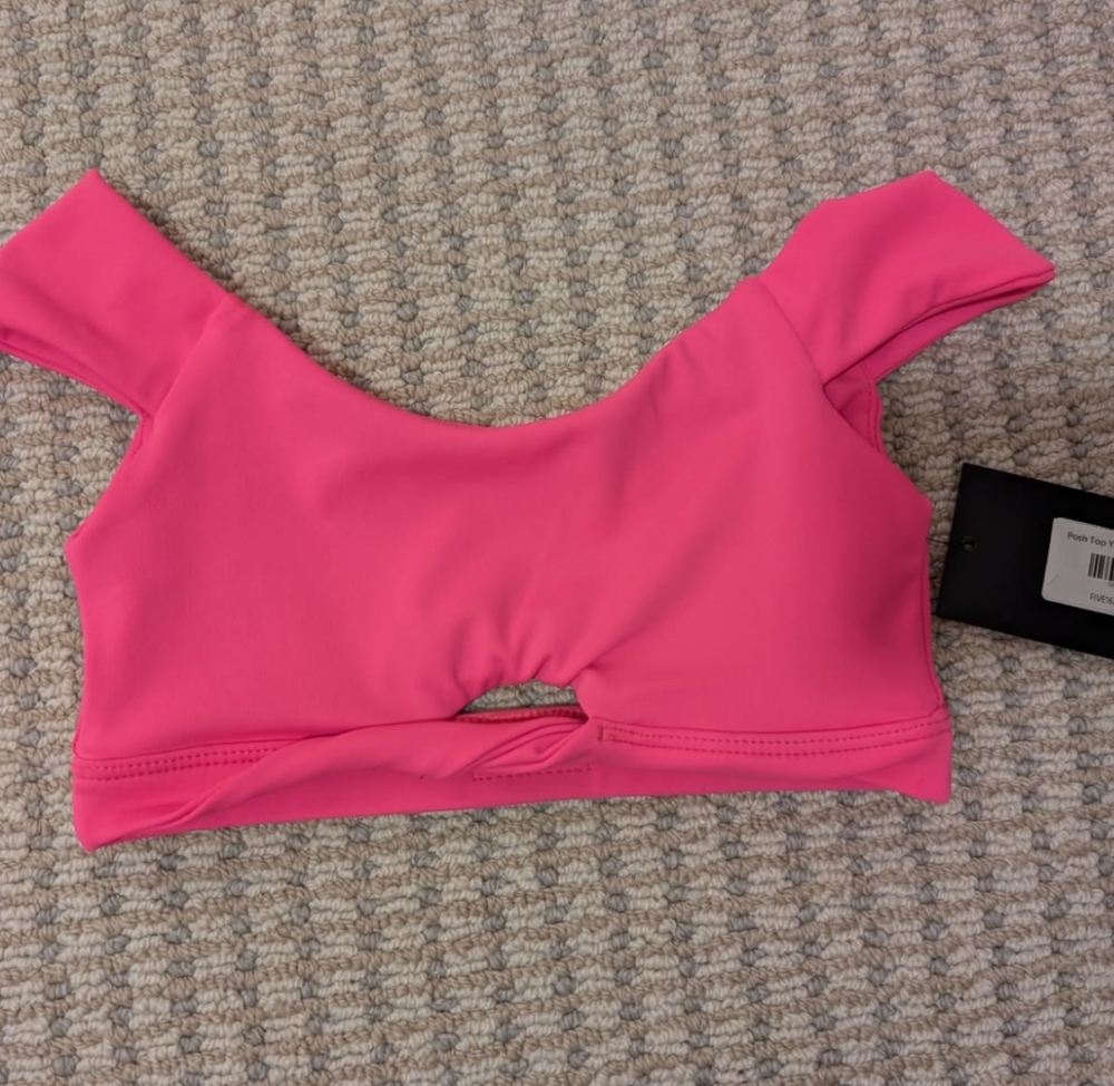 FIVE The Label Neon Pink Cutout Crop Dance Top YM NWT - Picture 2 of 4